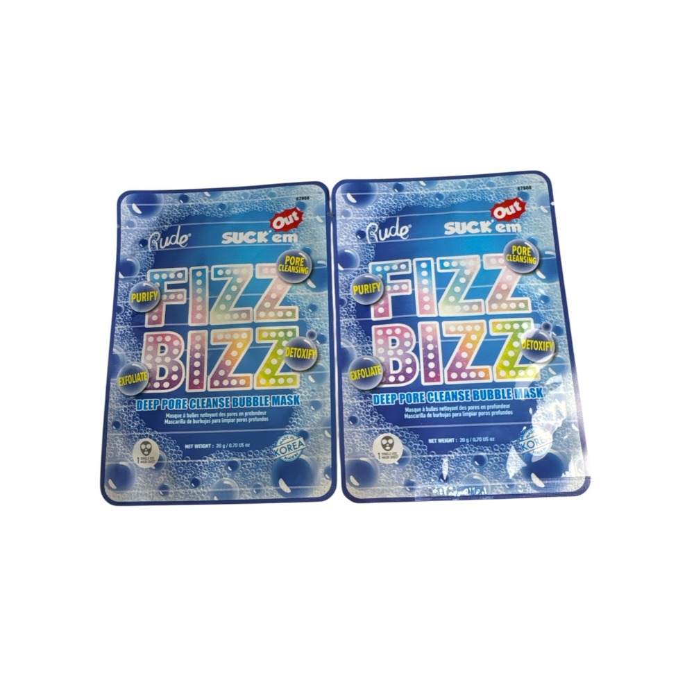 Rude Fizz Bizz Deep Pore Cleanse Bubble Mask Microbubble Detox Sheet Korea 2pcs